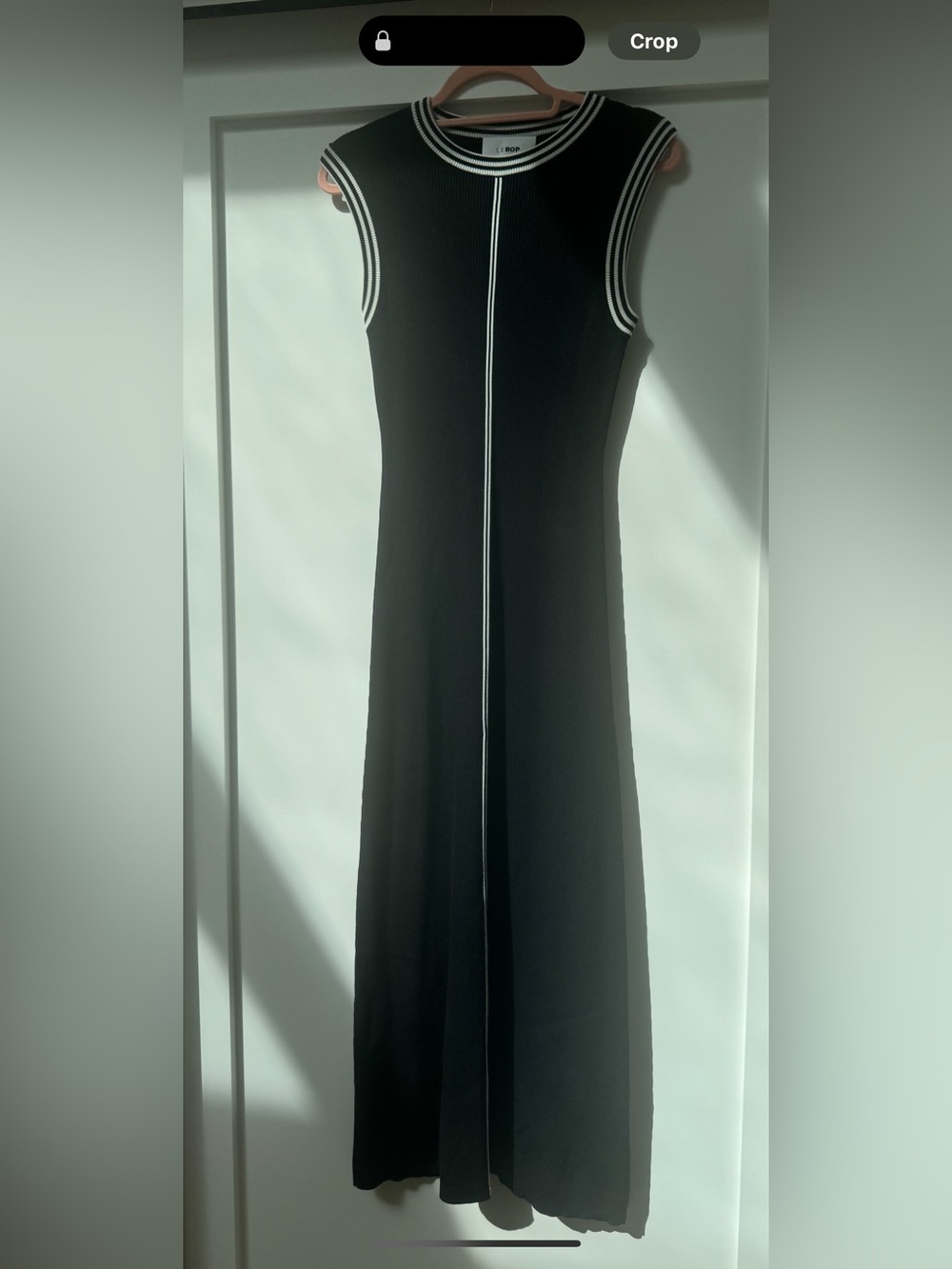LEBOP Sleeveless Black Maxi Dress with White Contrast Piping